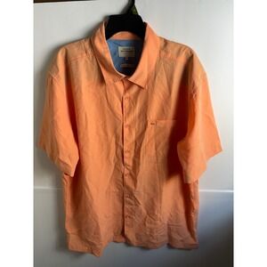 Quiksilver Waterman Collection Mens XL Orange Textured Short Sleeve Shirt UB66